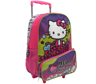 MOCHILA CON CARRO 16" LINEA PLANETA "HELLO KITTY"