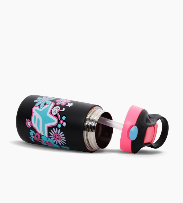 BOTELLA TERMICA 400 ml. NEGRA "FOOTY" FLORES - Imagen 3
