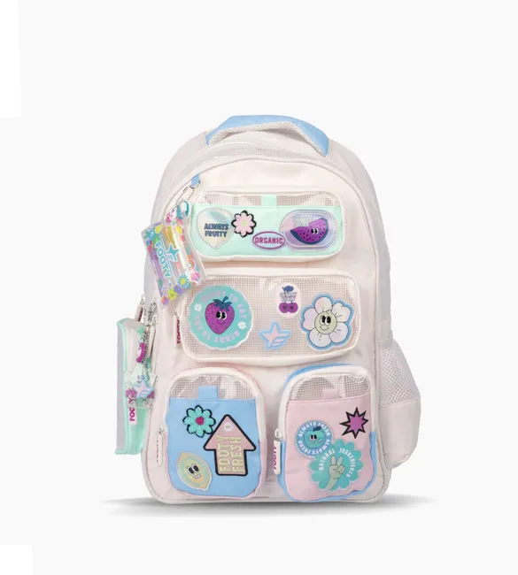 MOCHILA ESPALDA 18″ BLANCA LINEA WONDER POCKETS "FOOTY"