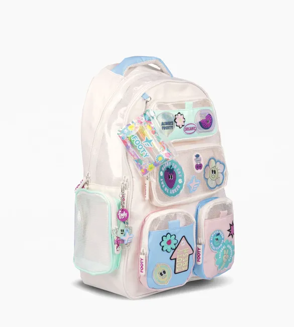 MOCHILA ESPALDA 18″ BLANCA LINEA WONDER POCKETS "FOOTY" - Imagen 2