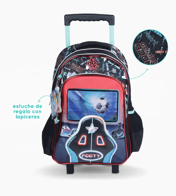 MOCHILA CON CARRO 18″ LINEA FUTBOL "FOOTY" - Imagen 5