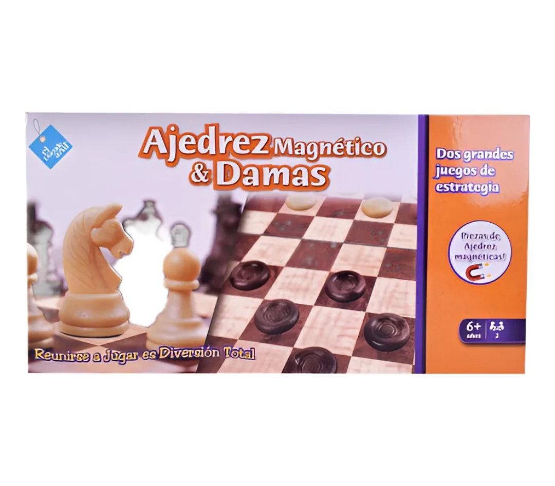 JUEGO DE MESA "AJEDREZ Y DAMAS METALICO"