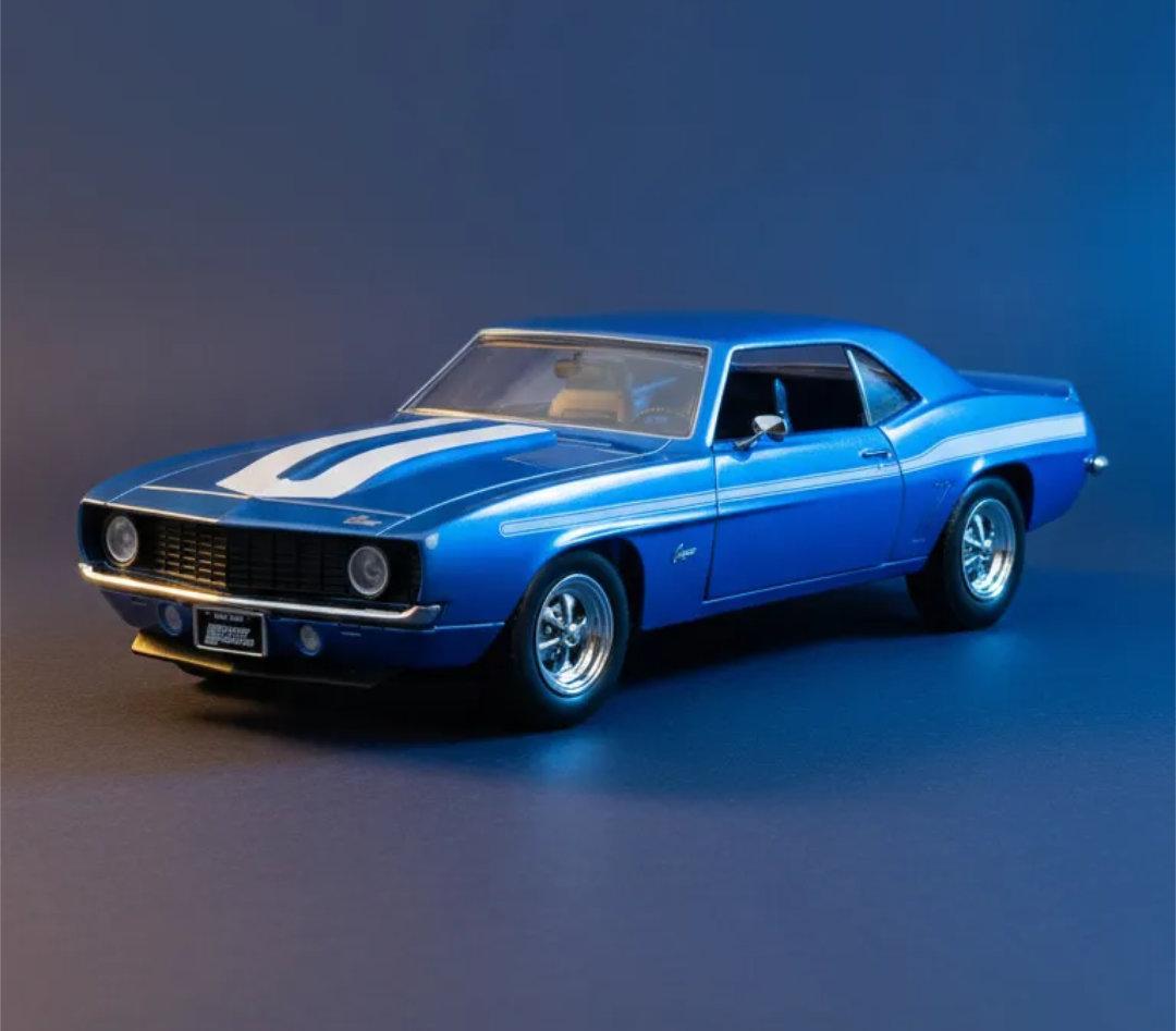 AUTO METALICO ESCALA 1:32 CHEVROLET CAMARO 1969 AZUL "RAPIDOS Y FURIOSOS"