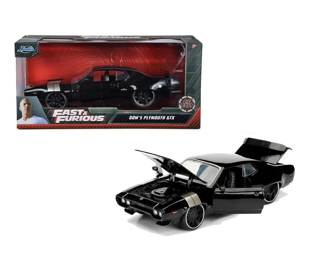 AUTO METALICO ESCALA 1:24 PLYMOUTH GTX 1972 NEGRO "RAPIDOS Y FURIOSOS"