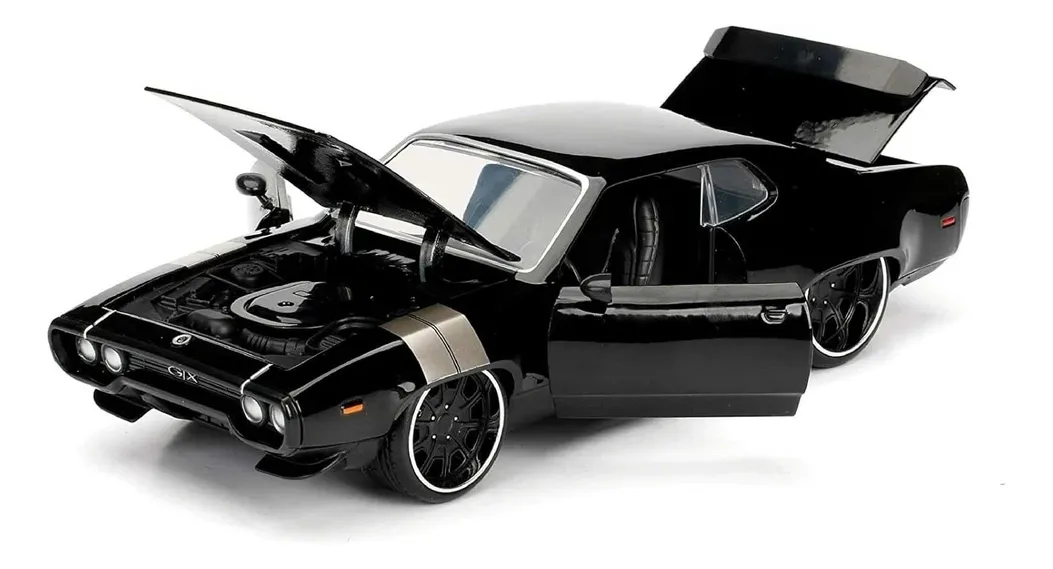 AUTO METALICO ESCALA 1:24 PLYMOUTH GTX 1972 NEGRO "RAPIDOS Y FURIOSOS" - Imagen 3