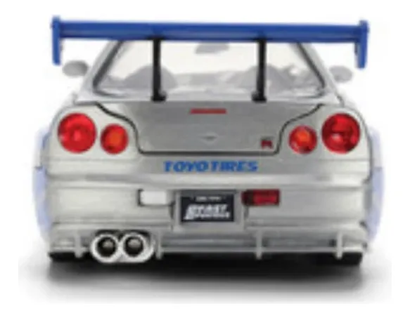 AUTO METALICOS ESCALA 1:24 NISSAN SKYLINE PLATEADO "RAPIDOS Y FURIOSOS" - Imagen 4