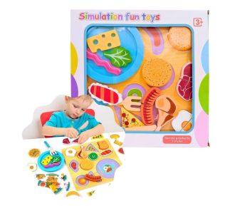 ENCASTRE JUEGO DE COMIDITAS DE MADERA