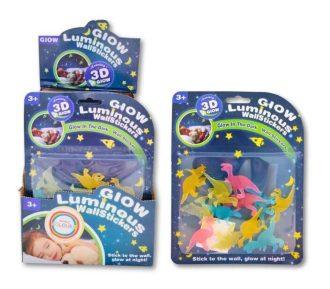 PACK x 12 SOBRES DE STICKERS GLOW IN THE DARK DINOSAURIOS 3D DE COLORES