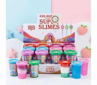 PACK x 12 POTES DE SLIME 4 COLORES CON GLITTER