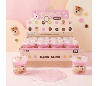 PACK x 24 POTES DE SLIME BUBBLE EN ENVASE BALDE CON MANIJA