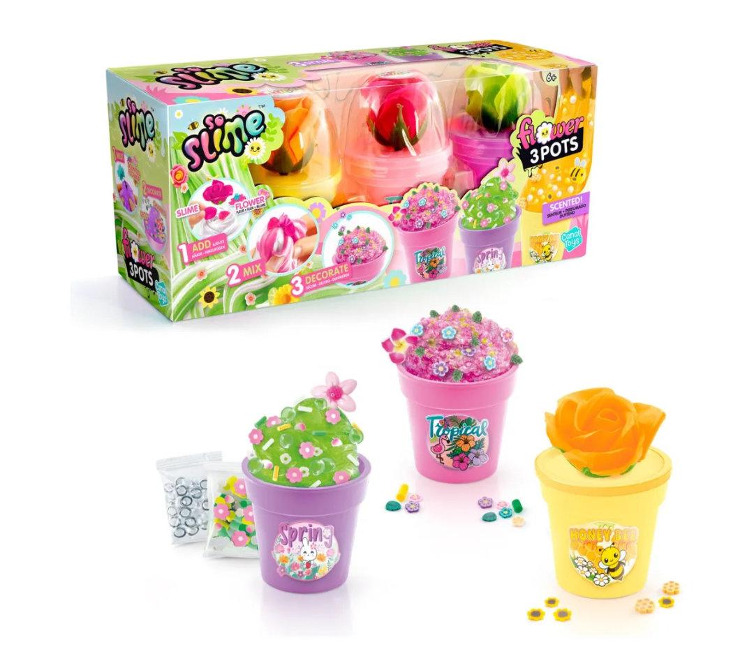 PACK x 3 POTES DE SLIME CON FLORES "SO SLIME"